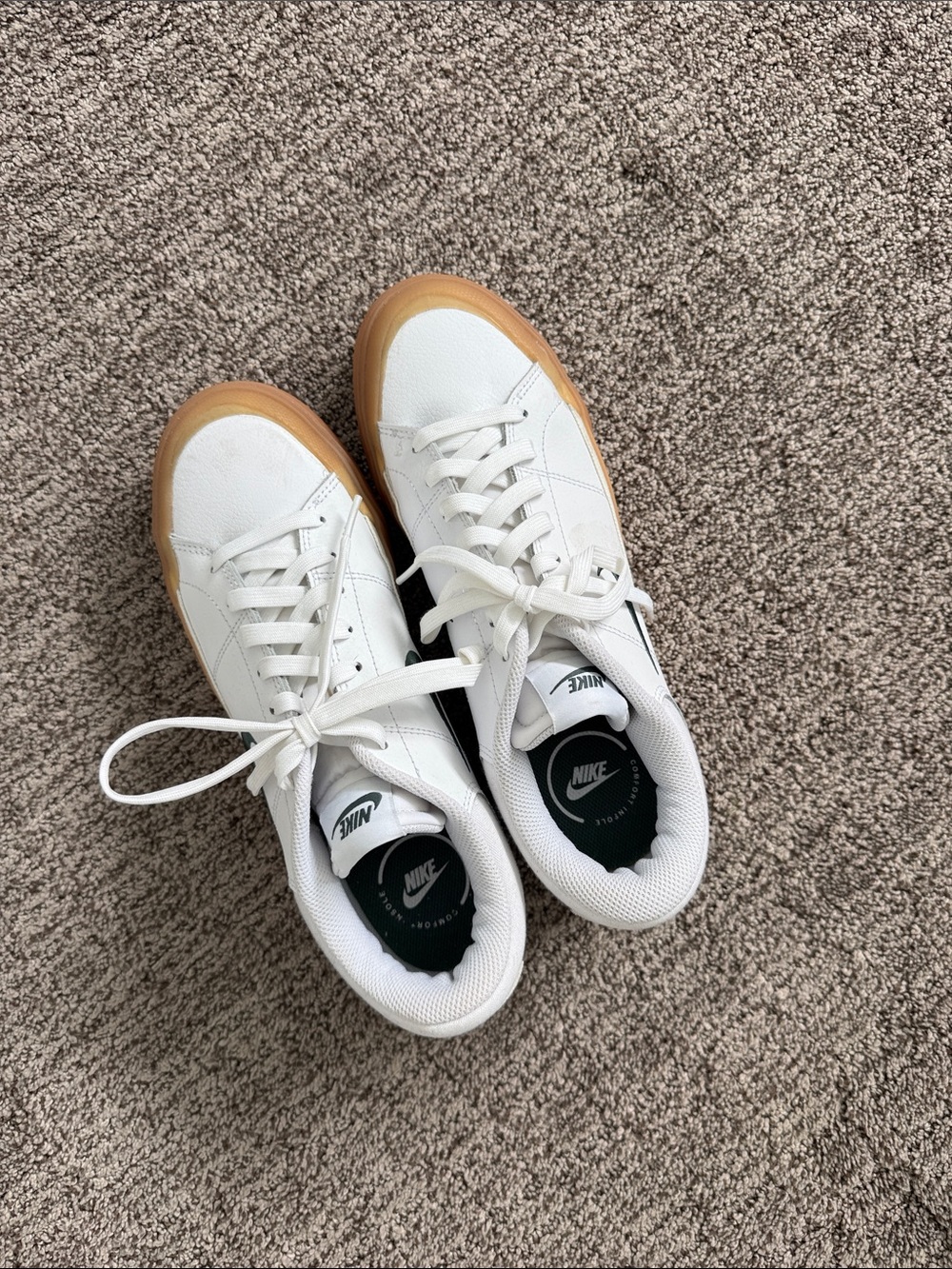 Nike White Low-Top Sneakers with Gum Sole
